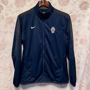 Nike Swoosh Logo Navy Athletic Zip Jacket with Tribe Fla 09 Patch Unisex Medium